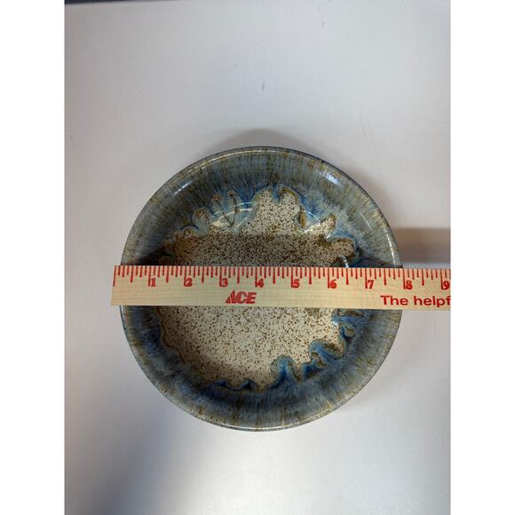 Handmade Pottery Bowl Blue Glazed 8” Diameter  2” Tall - Picture 4 of 7